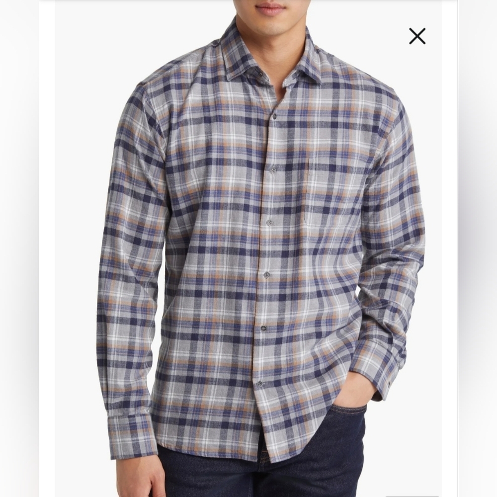 Peter Millar Iron Way Cotton Golf Dress Shirt Mens‎ XXL Long Sleeve Gray
